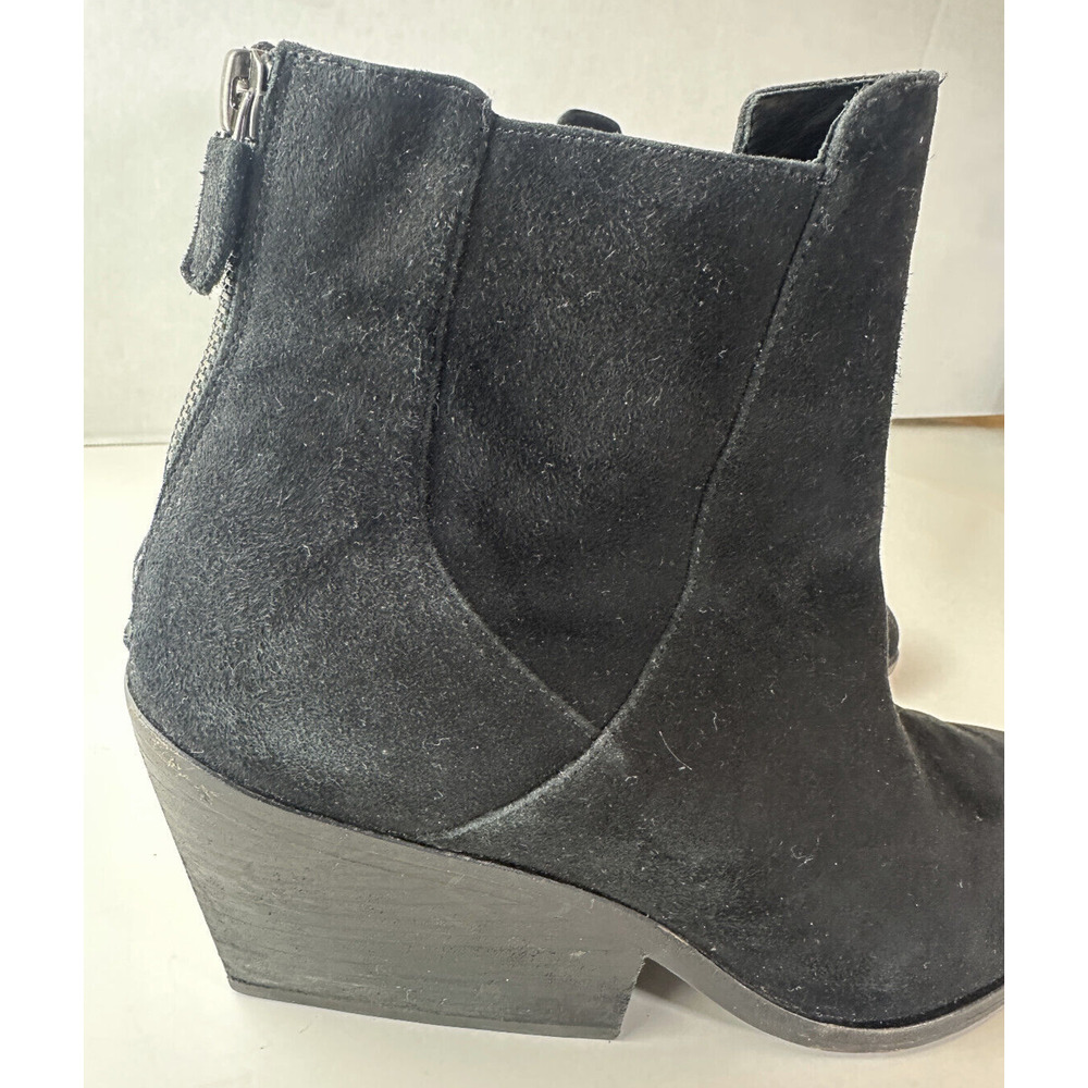 Eileen Fisher Peer Heeled Ankle Boots Black Suede Booties Women's Size 11 - Picture 14 of 16